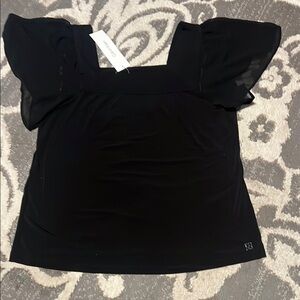 Calvin Klein Black Flutter Sleeve Blouse